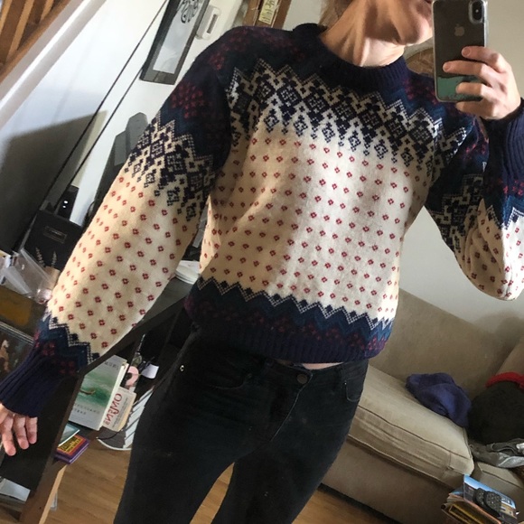 Vintage Wool Fairisle Knit Crewneck Sweater - Picture 1 of 8